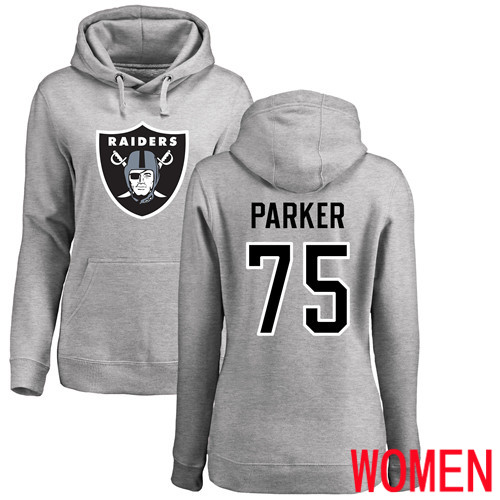 Oakland Raiders Ash Women Brandon Parker Name and Number Logo NFL Football #75 Pullover Hoodie Sweatshirts->women nfl jersey->Women Jersey